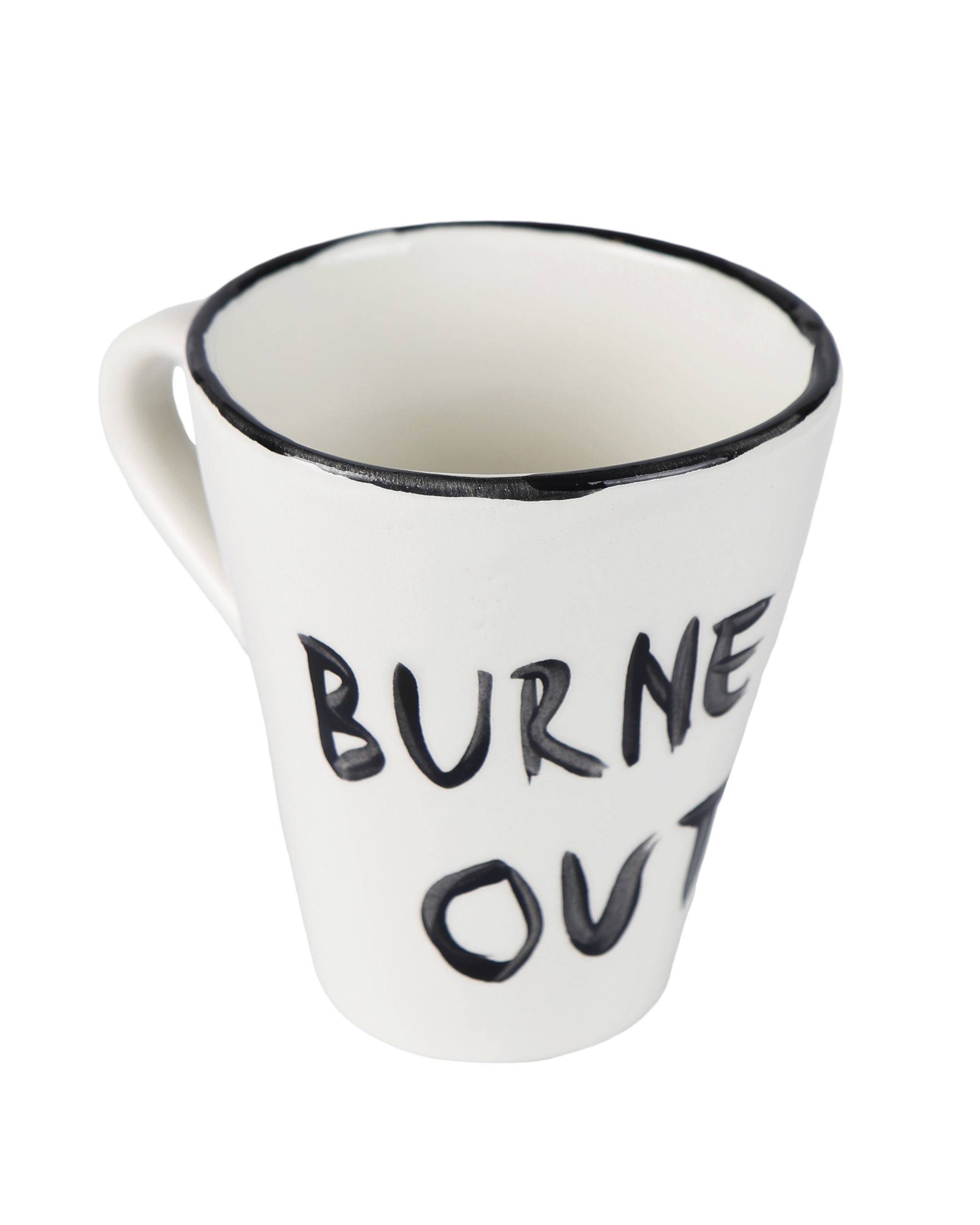 Handmade ceramic coffee cup in Burned Out design by Rhea Kalo Athens