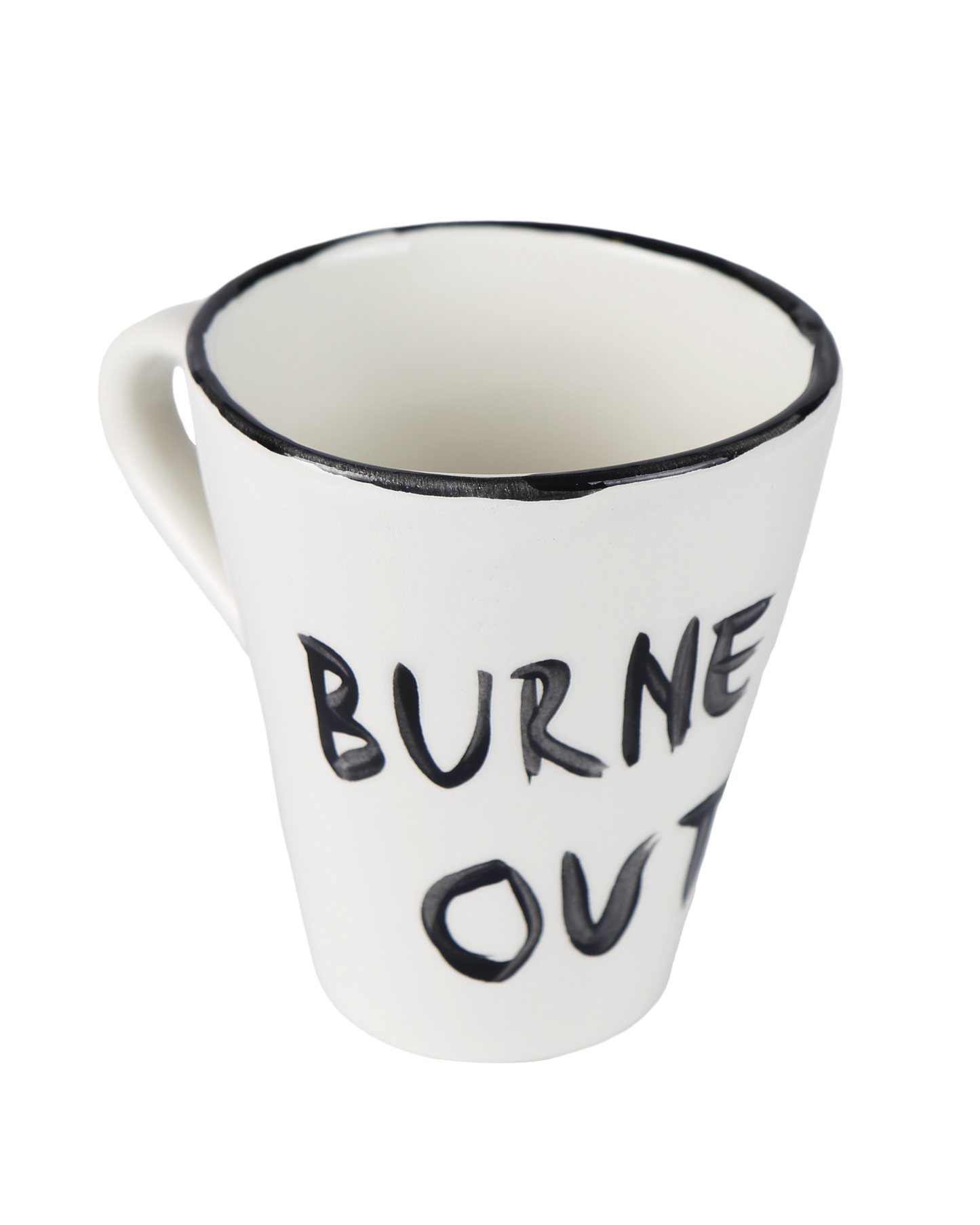 Handmade ceramic coffee cup in Burned Out design by Rhea Kalo Athens