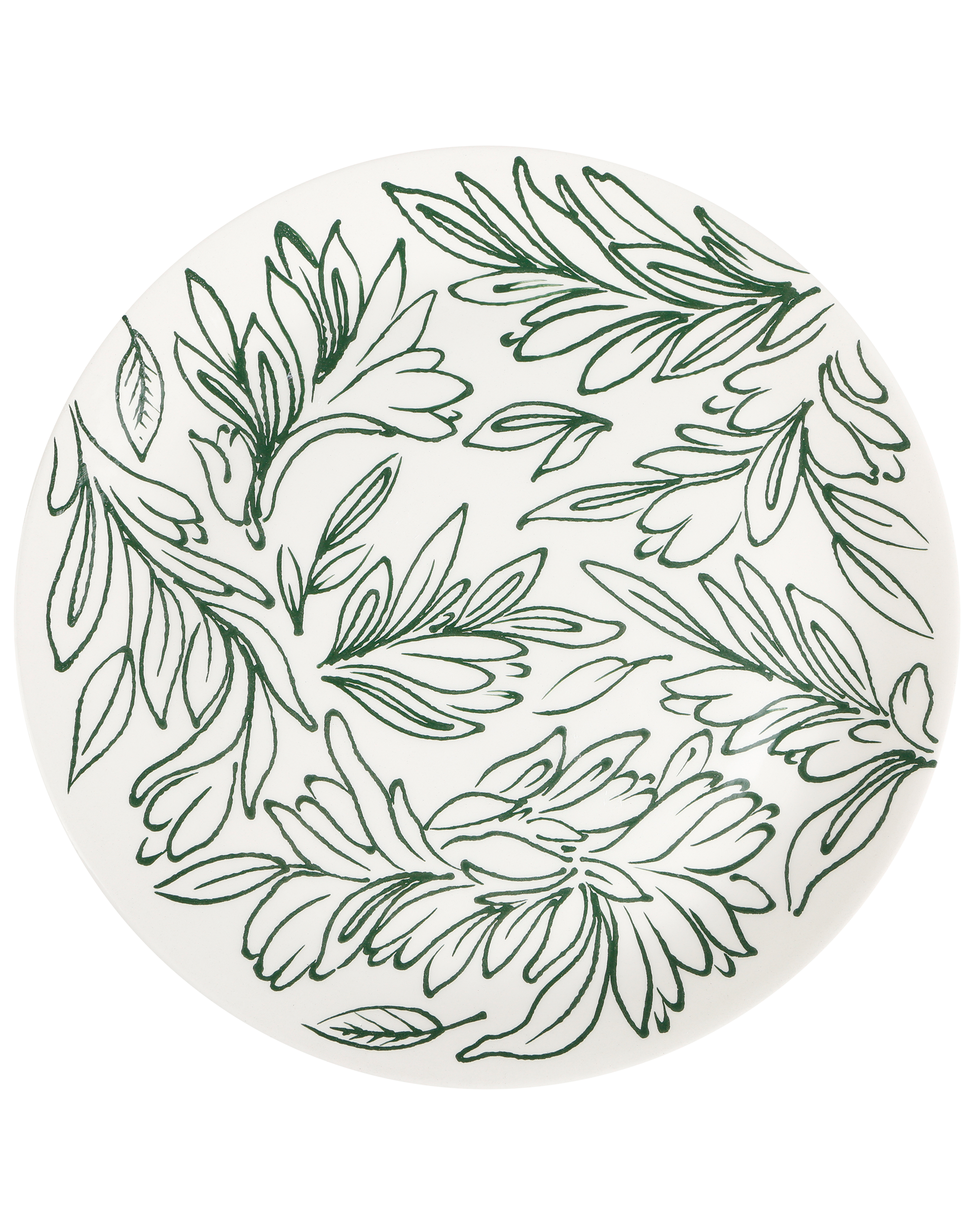 Hand-painted nature-inspired ceramic dinner plate by Rhea Kalo, made in Athens