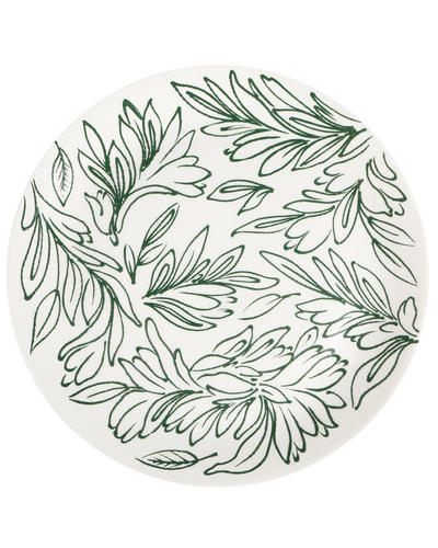 Hand-painted nature-inspired ceramic dinner plate by Rhea Kalo, made in Athens