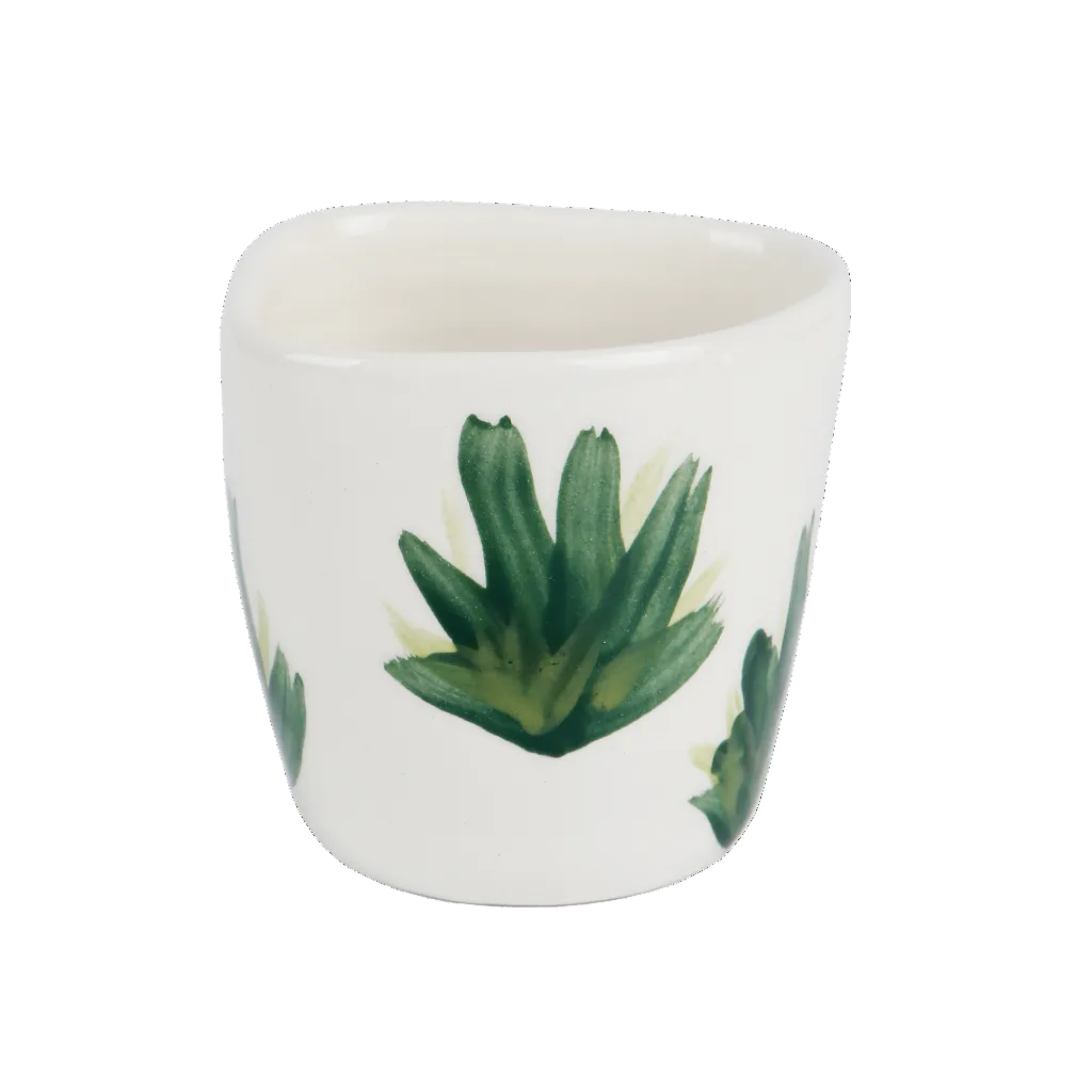 Handmade ceramic espresso cup with plants design by Rhea Kalo, made in Athens