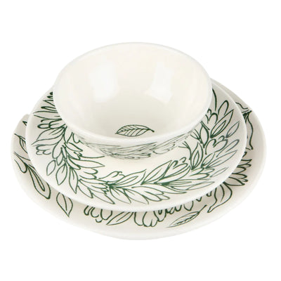 Handmade ceramic bowl with leaf design by Rhea Kalo, made in Athens Greece