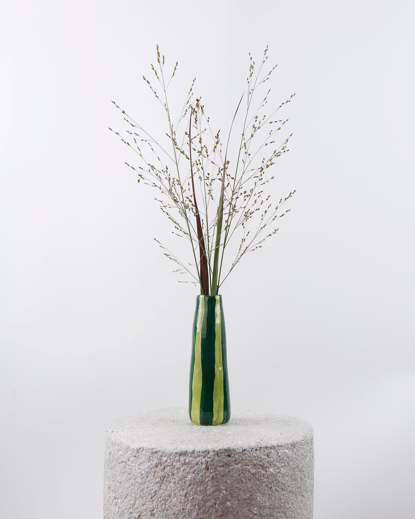 Green On Green Stripes Stem vase