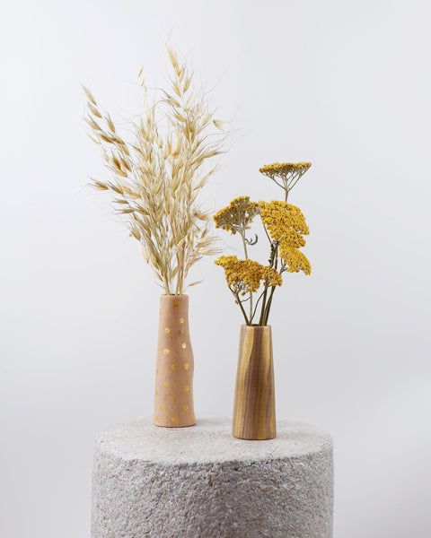 Gold Stripes On Oak Vase