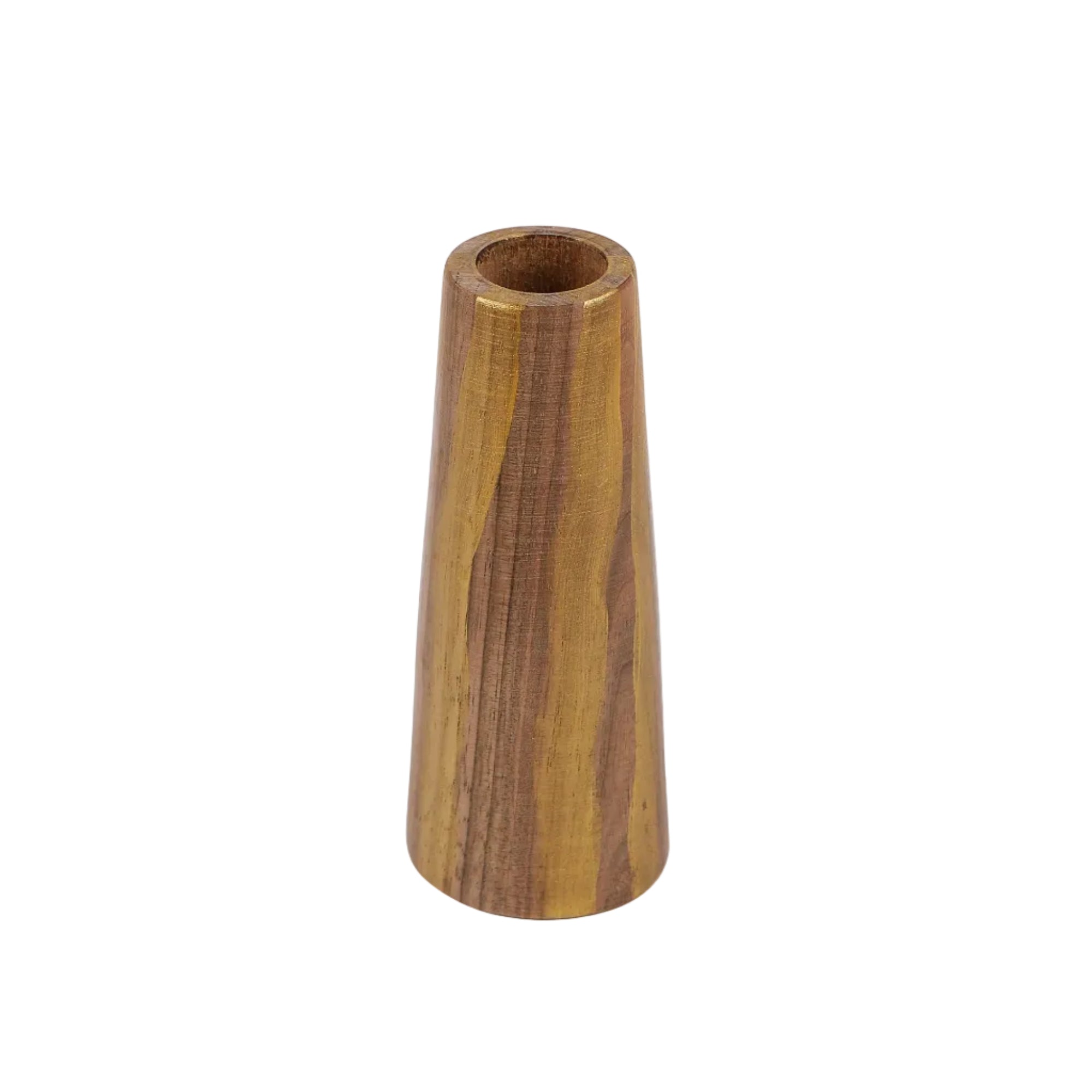 Gold Stripes On Oak Vase