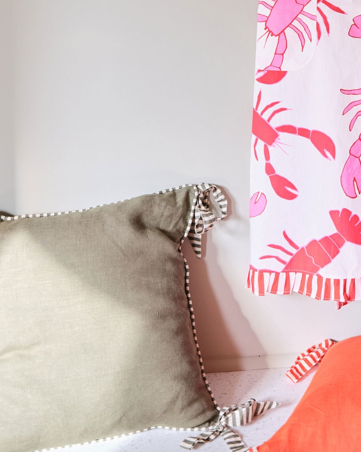 Olive Ribbon Cushion Cover