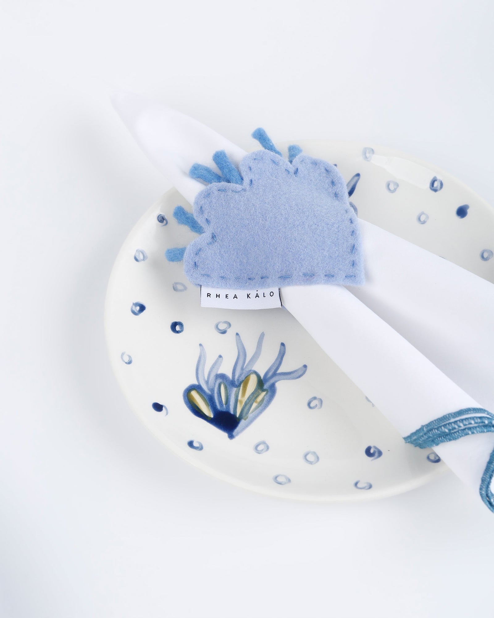 Blue shell napkin ring