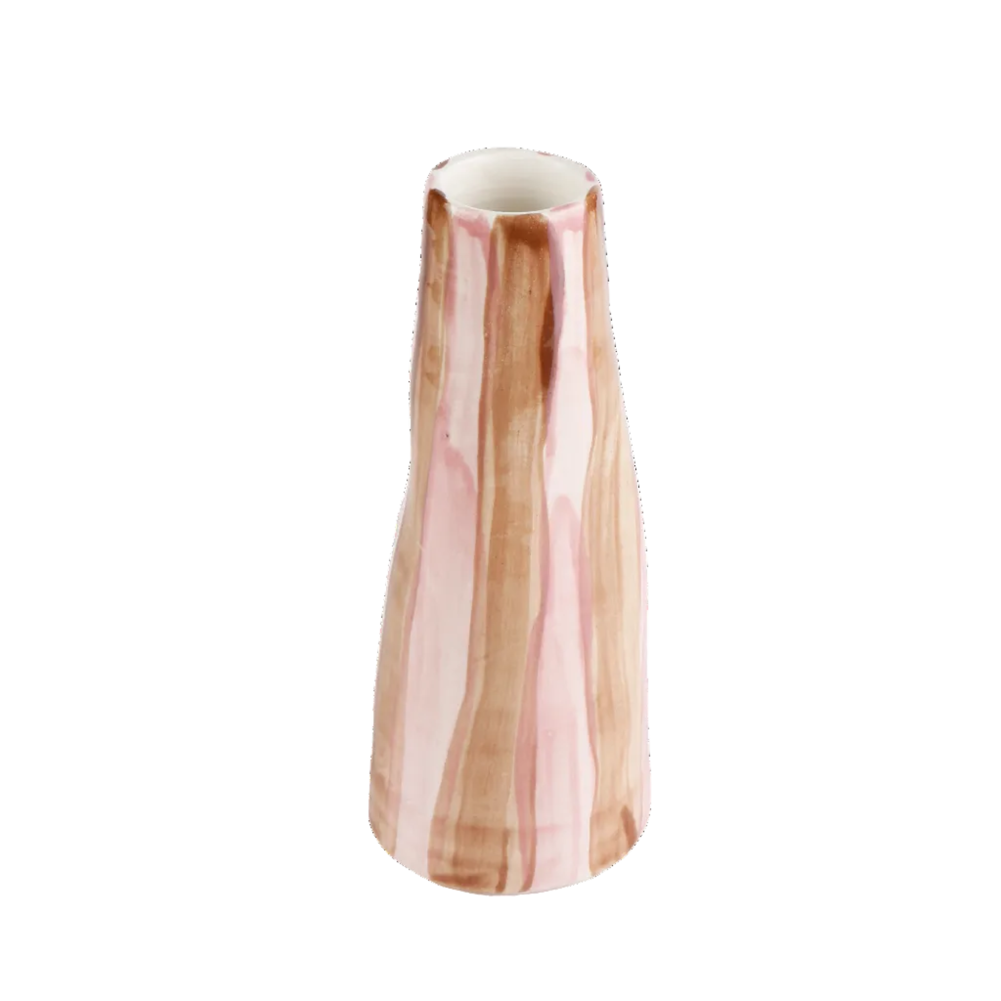 Brown On Pink Stripes Stem Vase
