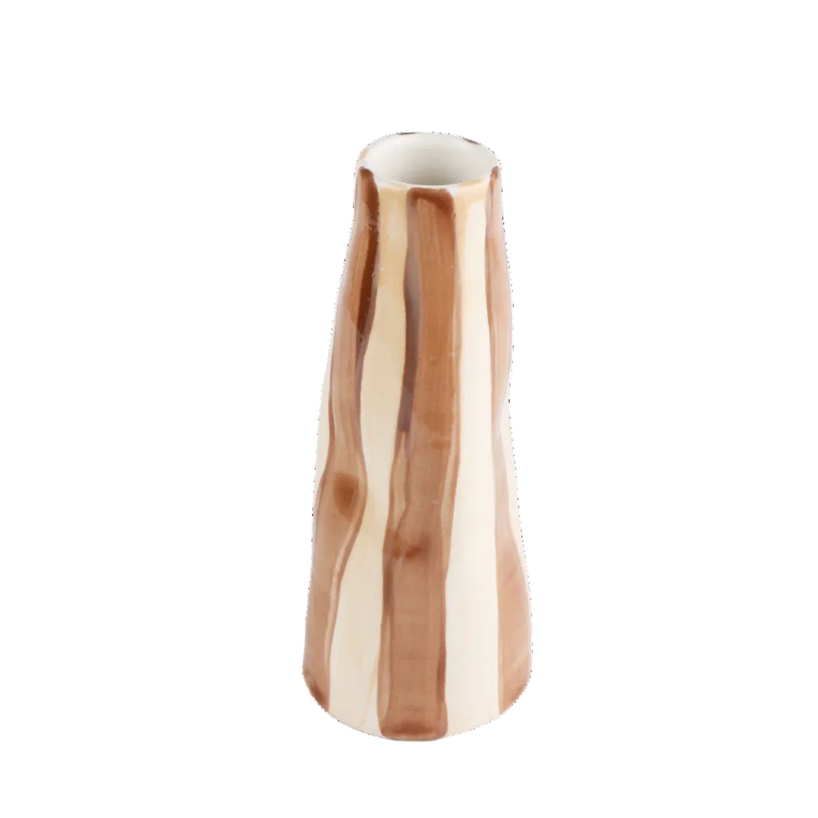 Beige On Brown Stripes Stem Vase