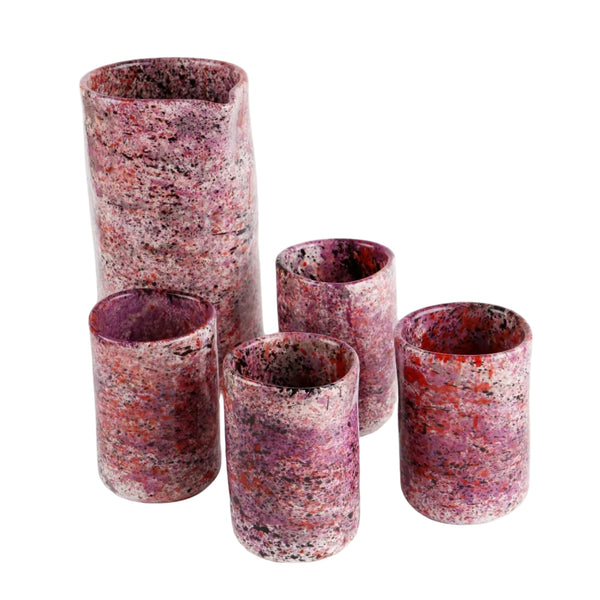 Black Rose Splatter Jug & Tumblers Set