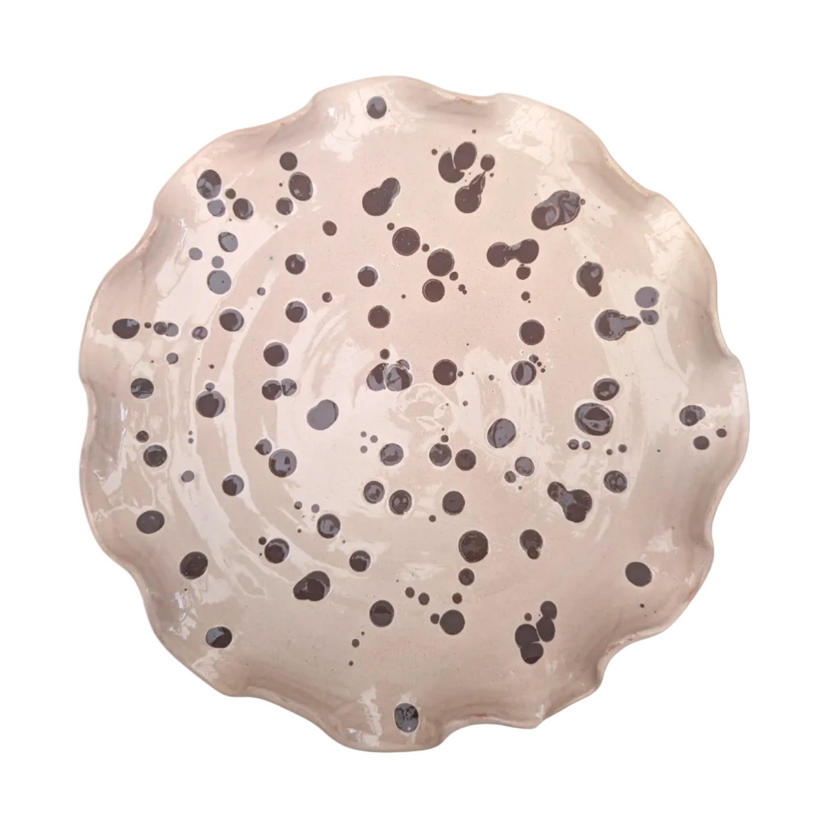 Warm Ecru Splatter Serving Plate