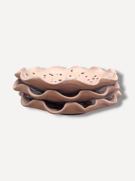Warm Ecru Splatter Serving Plate