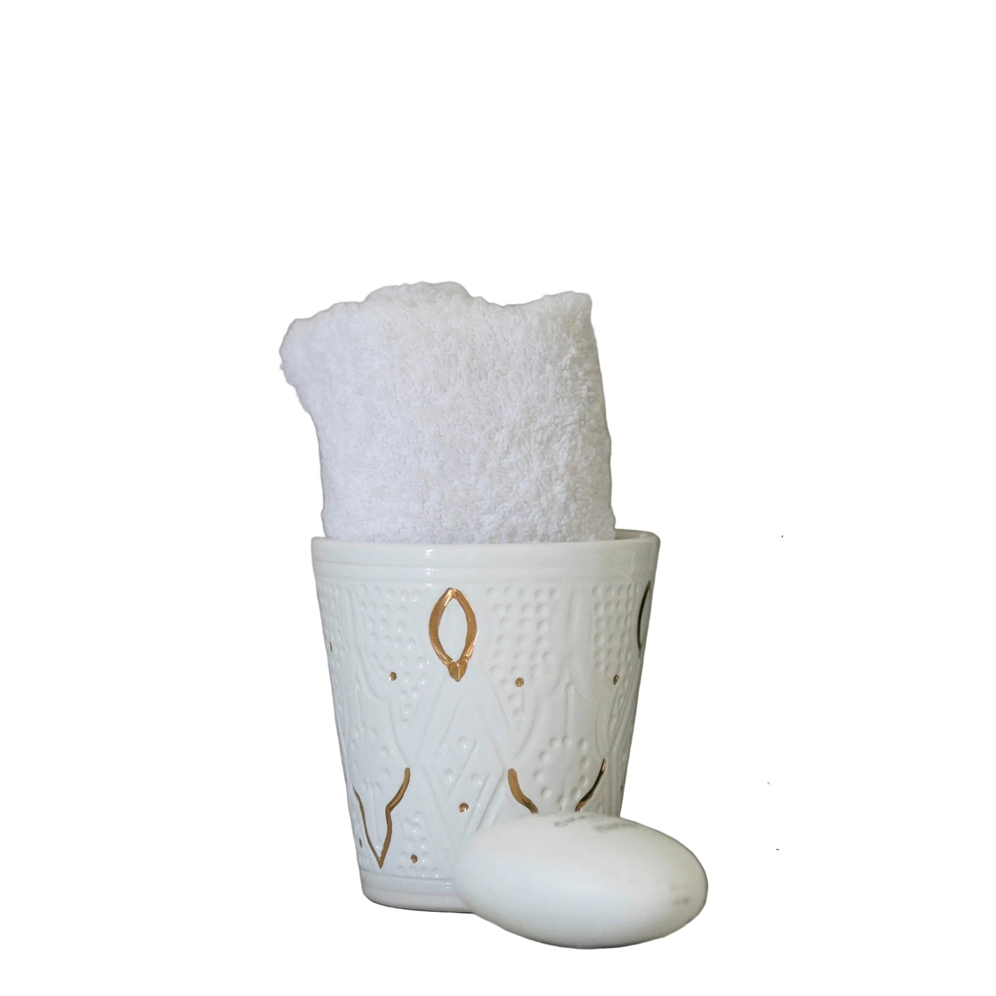 PETIT CACHE POT OU VASE EMPREINTE BLANC GOLD (15010463482239)