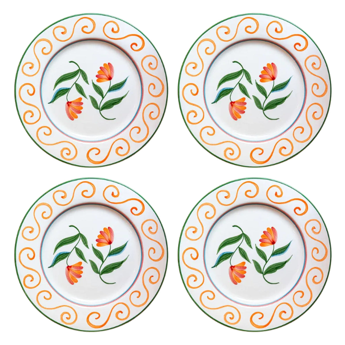 Rose Swirl Dinner Plate Set of 4