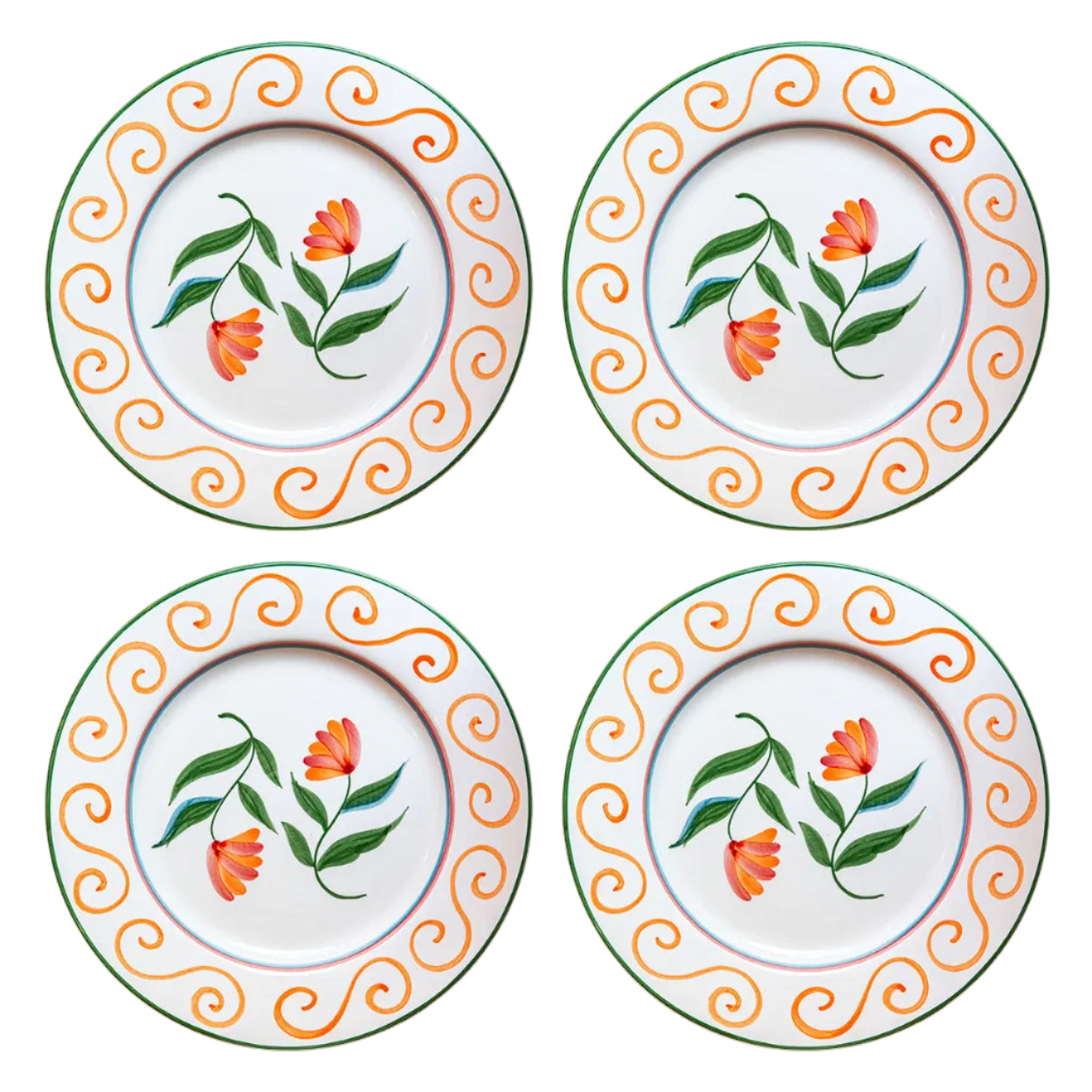 Rose Swirl Dinner Plate Set of 4
