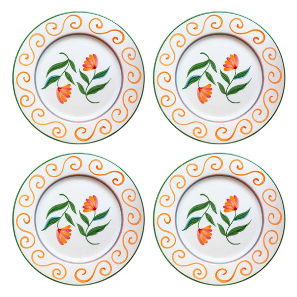 Rose Swirl Dinner Plate Set of 4
