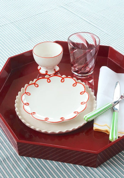 Rosy Red Scalloped Bowl | Set of 4
