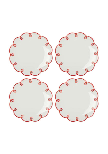 Rosy Red Scalloped Side Plates - Set of 4 - Casa by Josephine Jenno