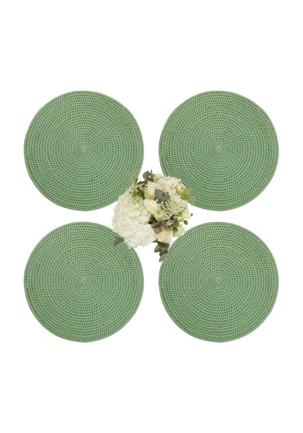 Round & Round Rattan Charger - Green
