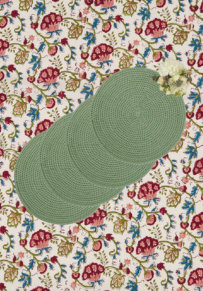 Round & Round Rattan Charger - Green