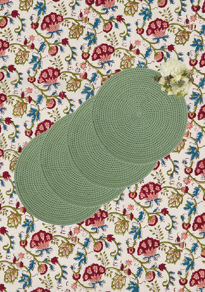 Round & Round Rattan Charger - Green