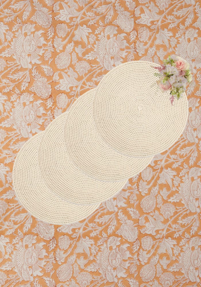 Round & Round Rattan Placemat Sand Colour - Set of 4 - Casa by Josephine Jenno