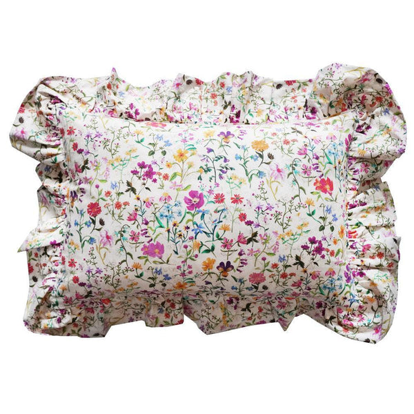 Oblong Ruffle Cushion made with Liberty Fabric LINEN GARDEN - Coco & Wolf