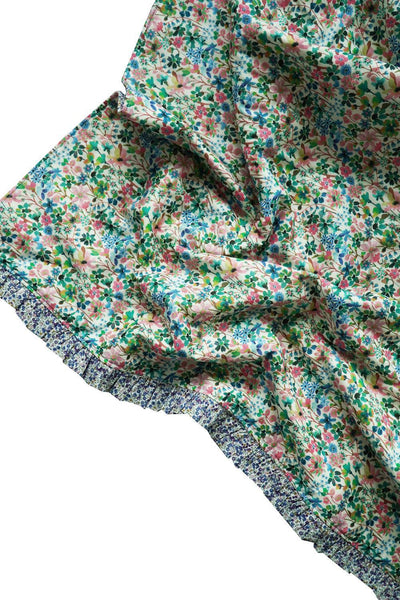 Reversible Ruffle Edge Bedspread made with Liberty Fabric DREAMS OF SUMMER & WILTSHIRE BUD - Coco & Wolf