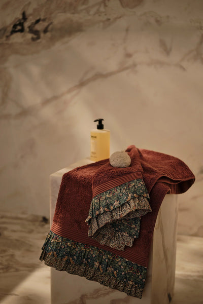 Ruffle Edge Towel made with Liberty Fabric STRAWBERRY THIEF & KATIE & MILLIE - Coco & Wolf