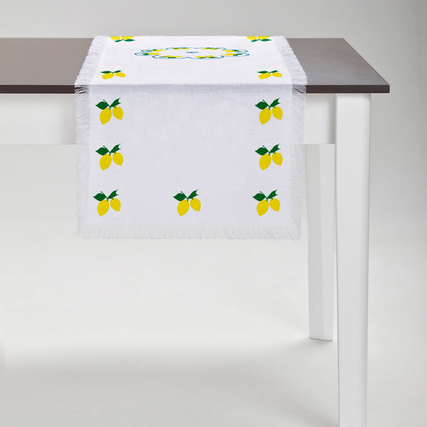 Limoni Runner with Fringe - White Linen