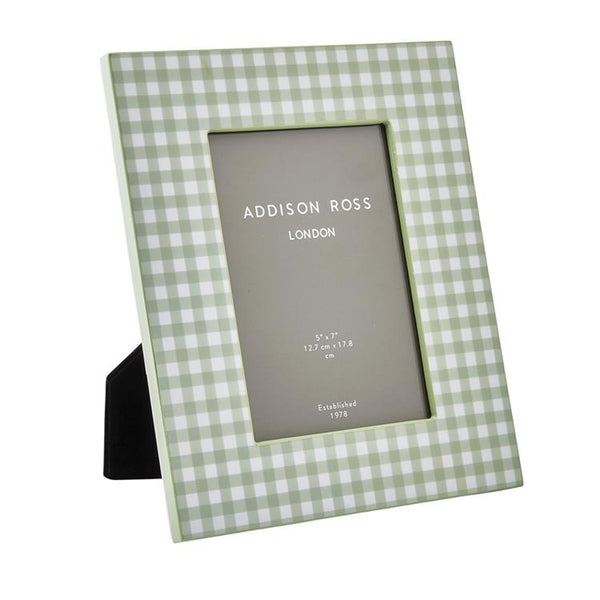 Sage Gingham Lacquer Photo Frame - Addison Ross Ltd UK