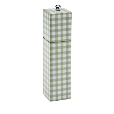 Sage Gingham Square Pillar Salt or Pepper Mill - Addison Ross Ltd UK