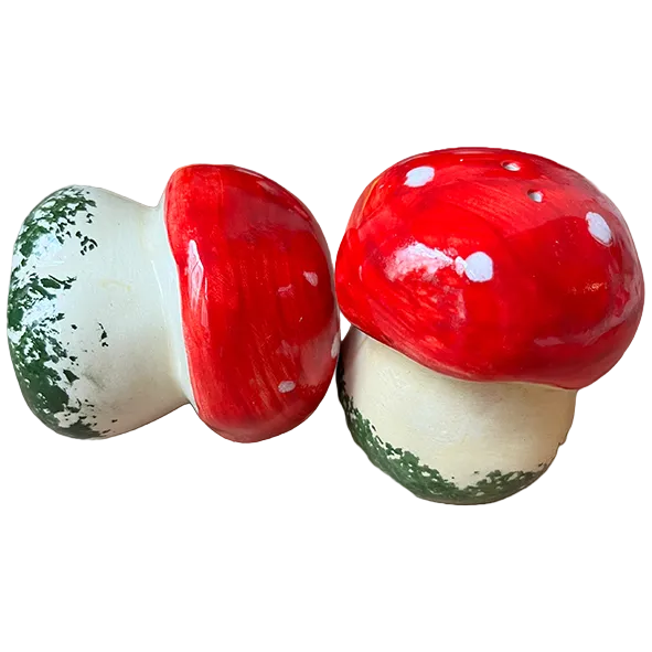 Salt And Pepper Shakers Mushroom Red