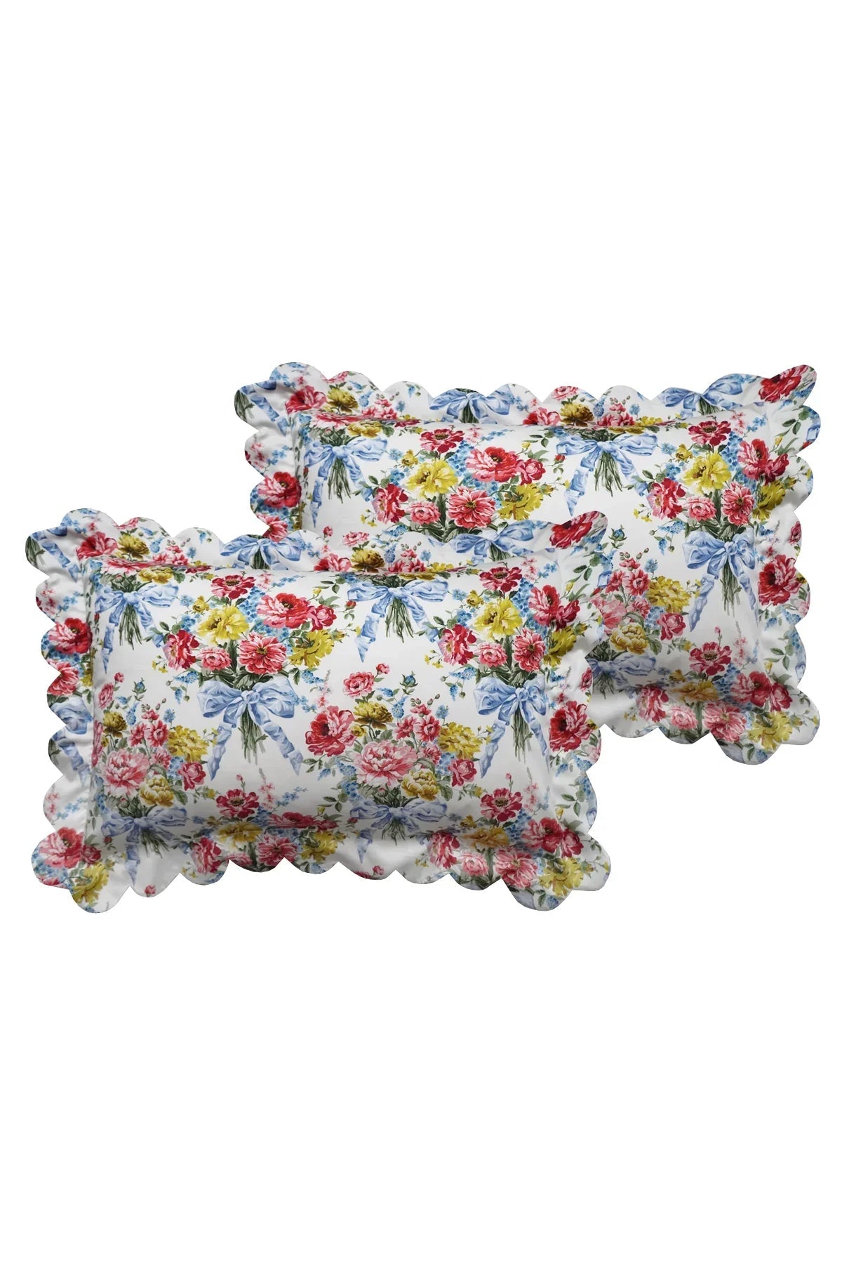 Scallop-Edge Pillowcase Made With Liberty Fabrics & Bridgerton Bow Bouquet Blue