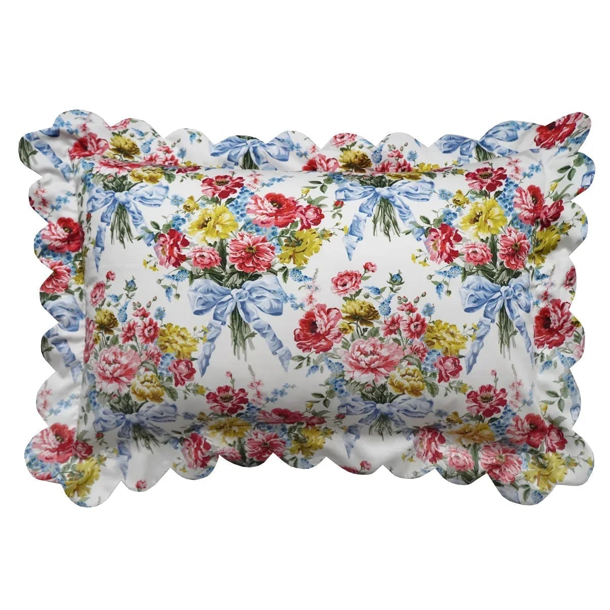 Scallop-Edge Pillowcase Made With Liberty Fabrics & Bridgerton Bow Bouquet Blue