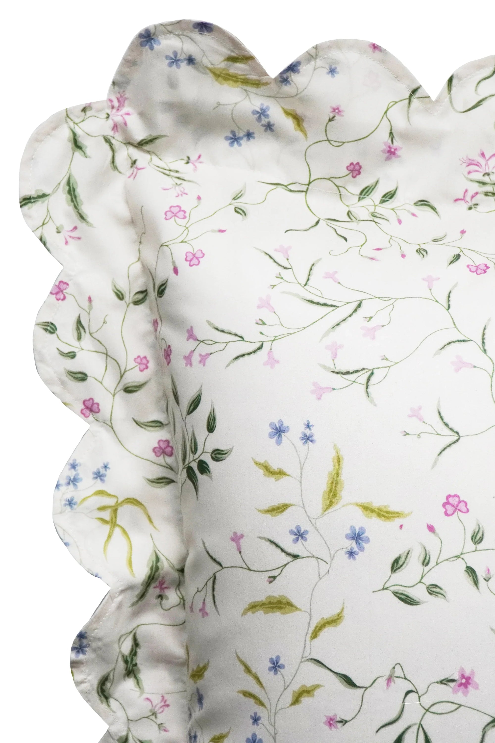Scallop-Edge Pillowcase Made With Liberty Fabrics & Bridgerton Regal Blossom Green
