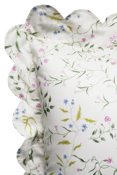 Scallop-Edge Pillowcase Made With Liberty Fabrics & Bridgerton Regal Blossom Green