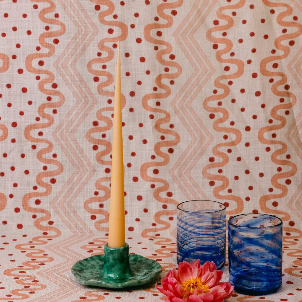 Scalloped Splatterware Candle Holder