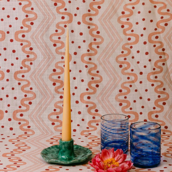 Scalloped Splatterware Candle Holder