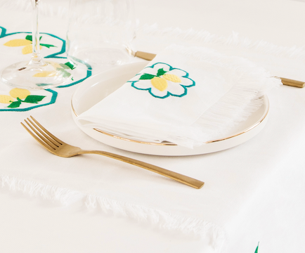 Limoni Napkin with Fringe - Set of 2 - White Linen
