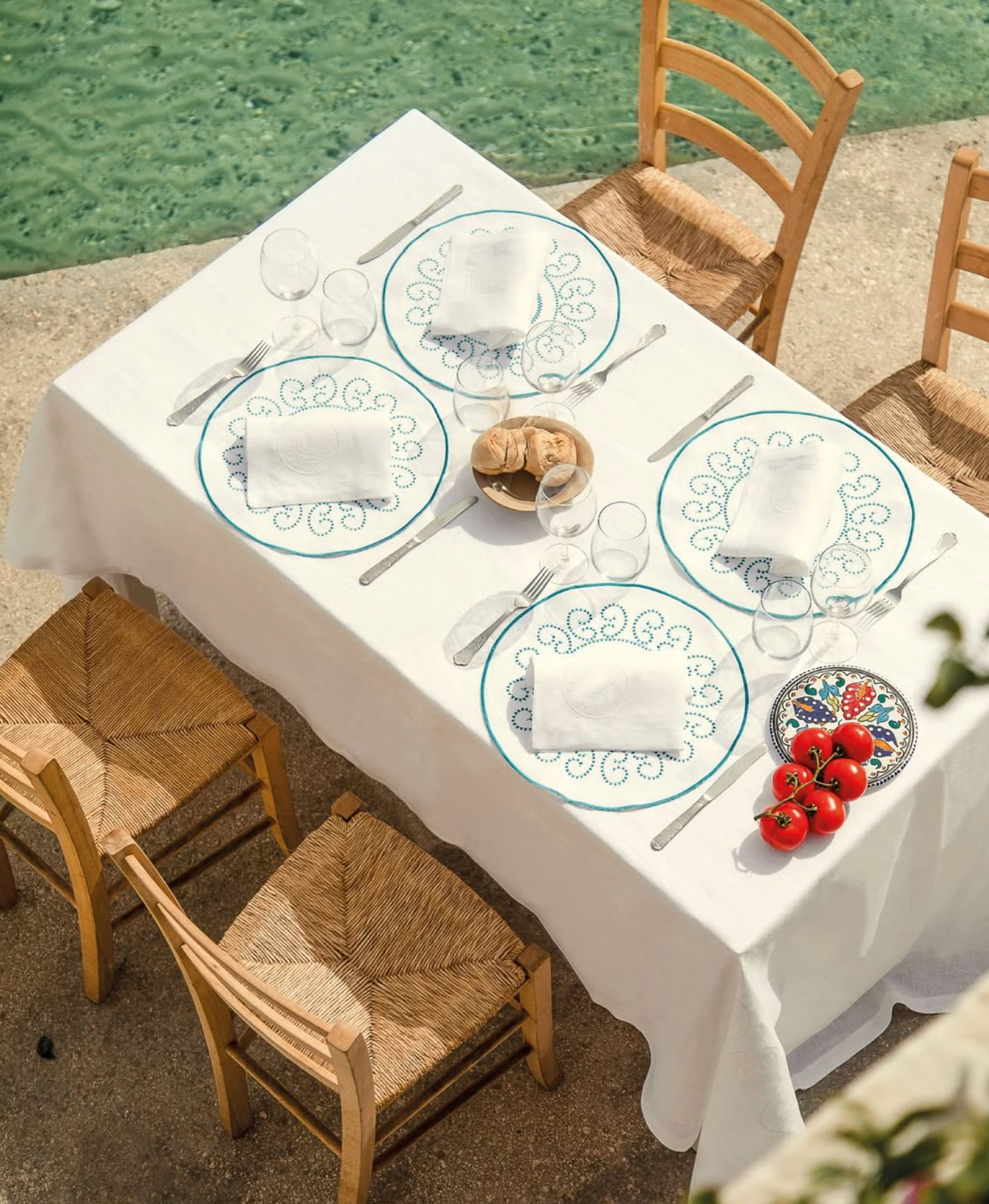 Light Blue Luminaria Placemat - Set of 2 - White Linen