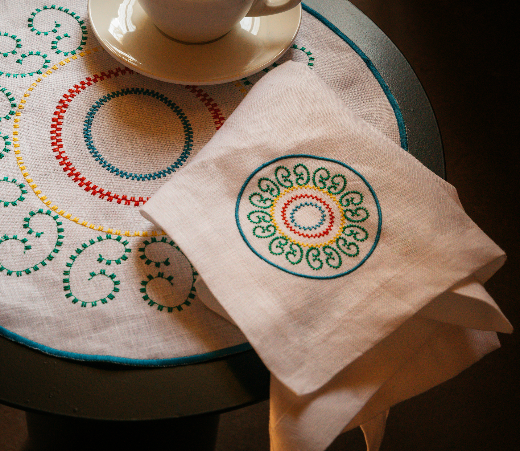 Multicolor Luminaria Napkin - Set of 2 - White Linen