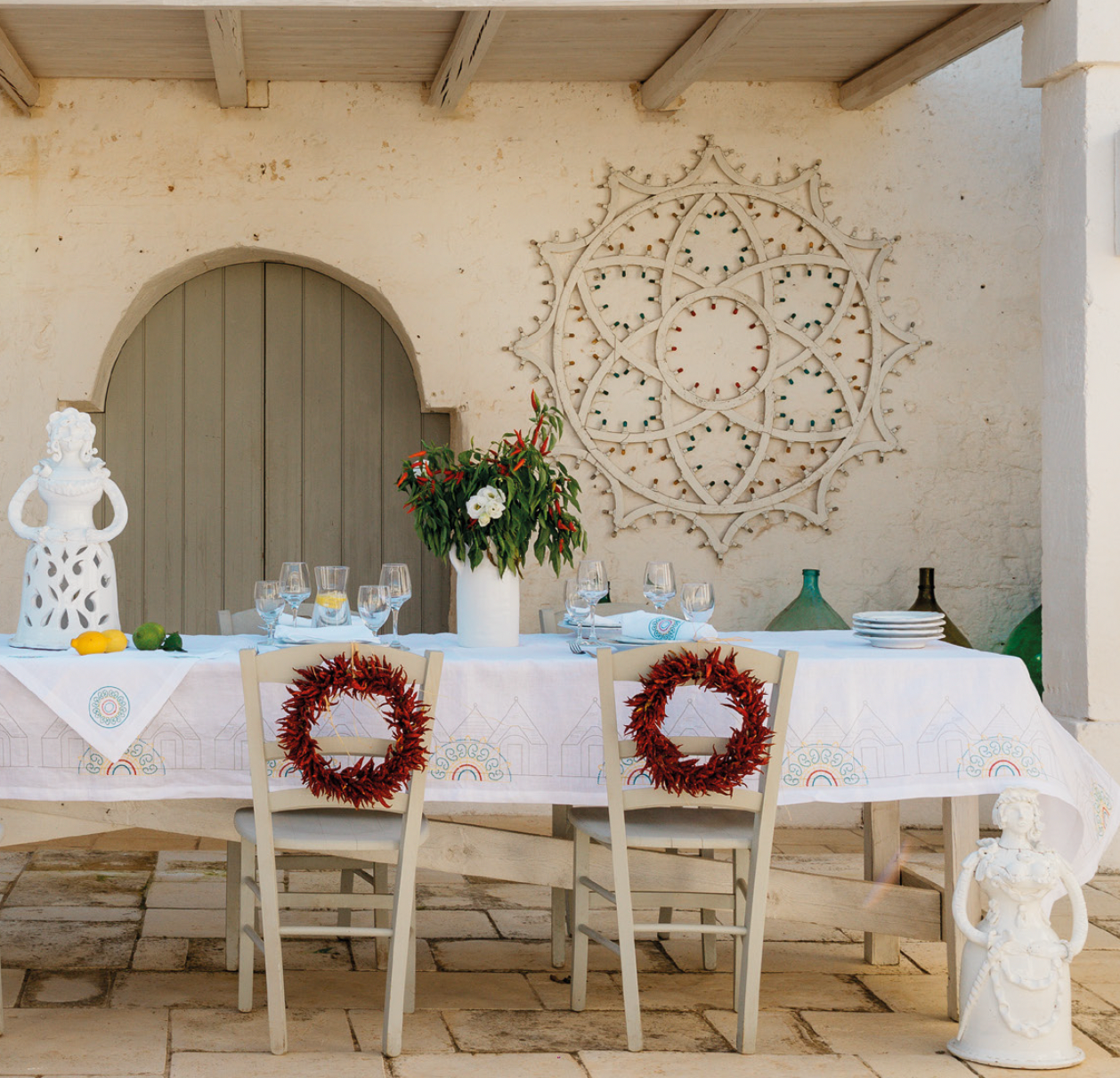 Trullo Tablecloth  - White Linen