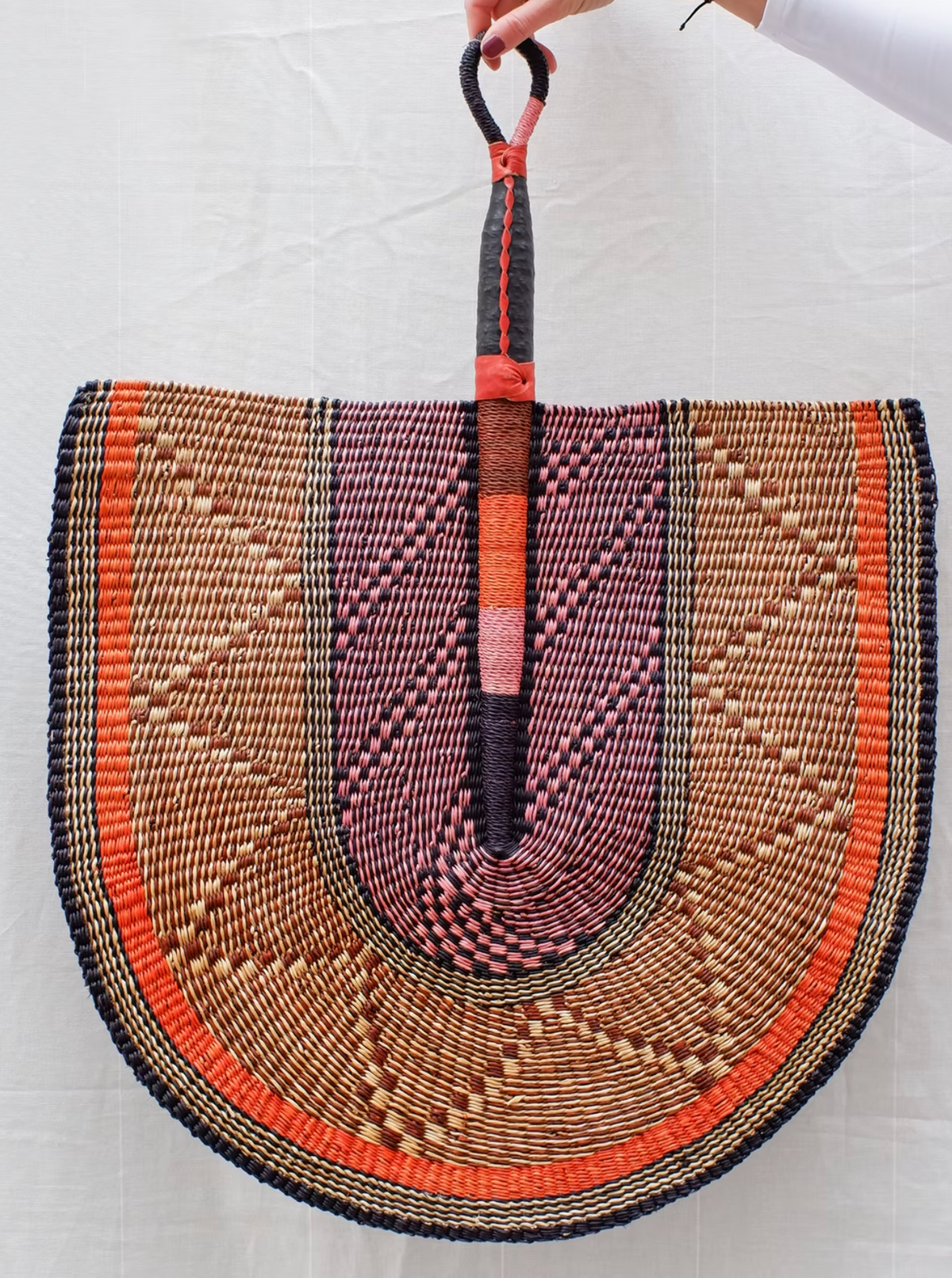 Unique Handwoven XL Bolga Fan from Ghana