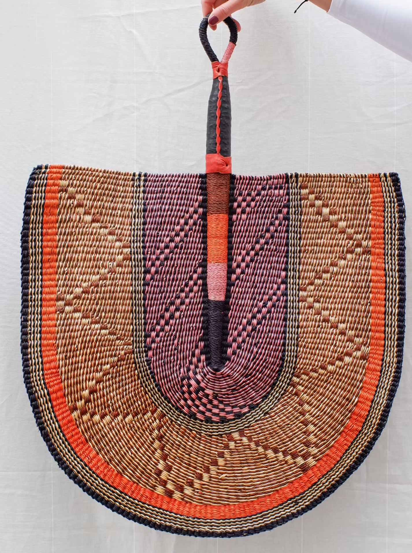 Unique Handwoven XL Bolga Fan from Ghana