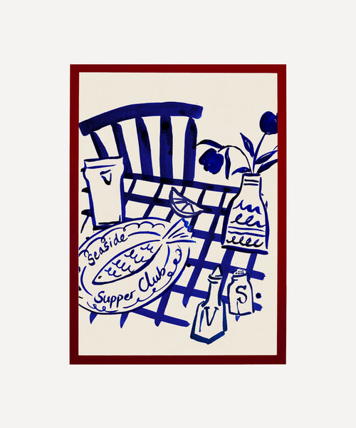 "Seaside Supper Club" Print – Inky Coastal Dining Table Art