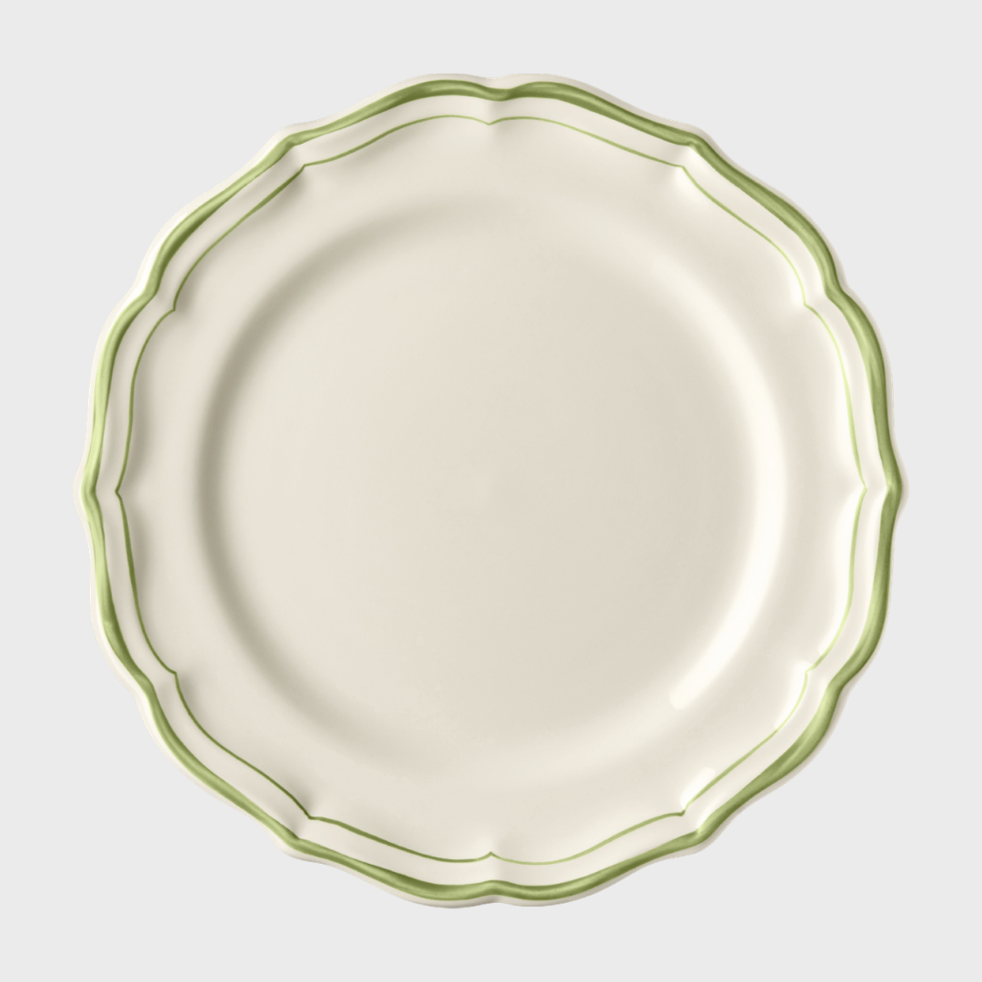 Gien Green Scallop Edge Dinner Plate