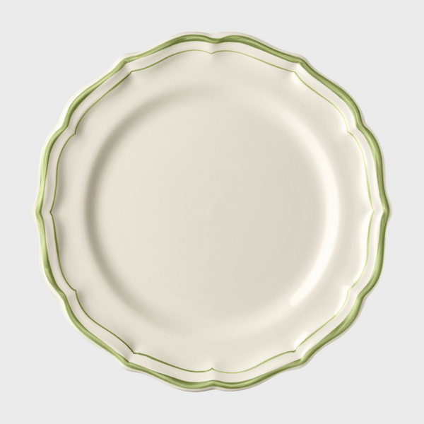 Gien Green Scallop Edge Dinner Plate
