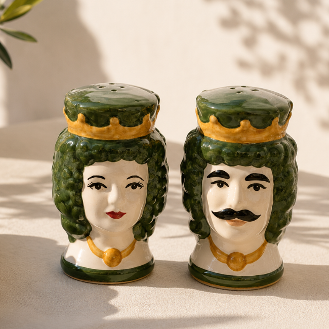 Green Sicilian Salt & Pepper Shakers