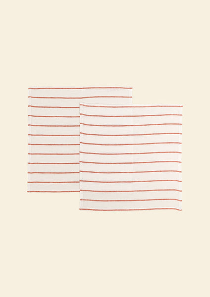 The Orange & White Stripes Linen Napkins (Set of 2)